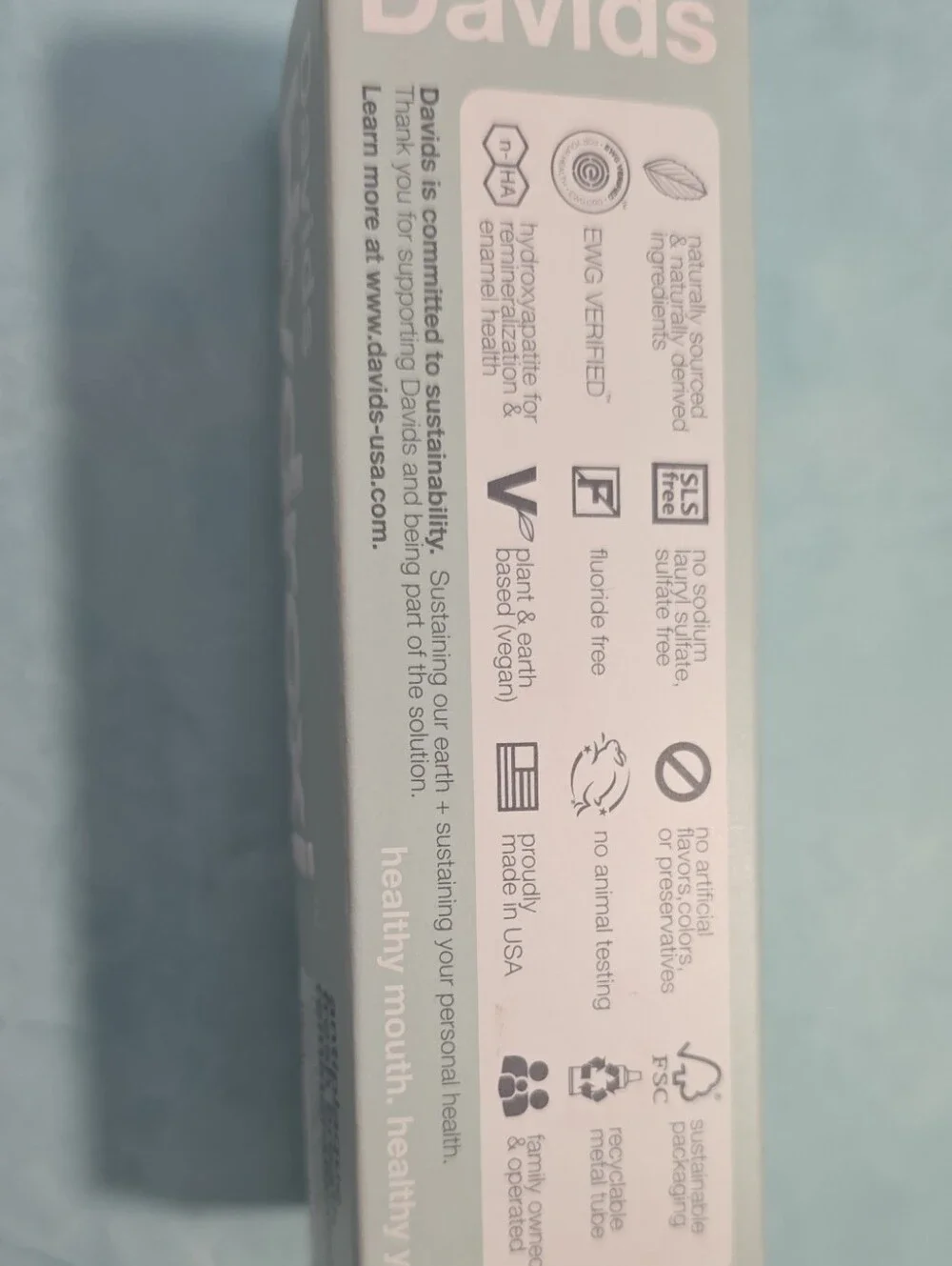 NIB Davids Hydroxi Whitening + Enamel Health Toothpaste 1.75 oz/ 50g/travel Size